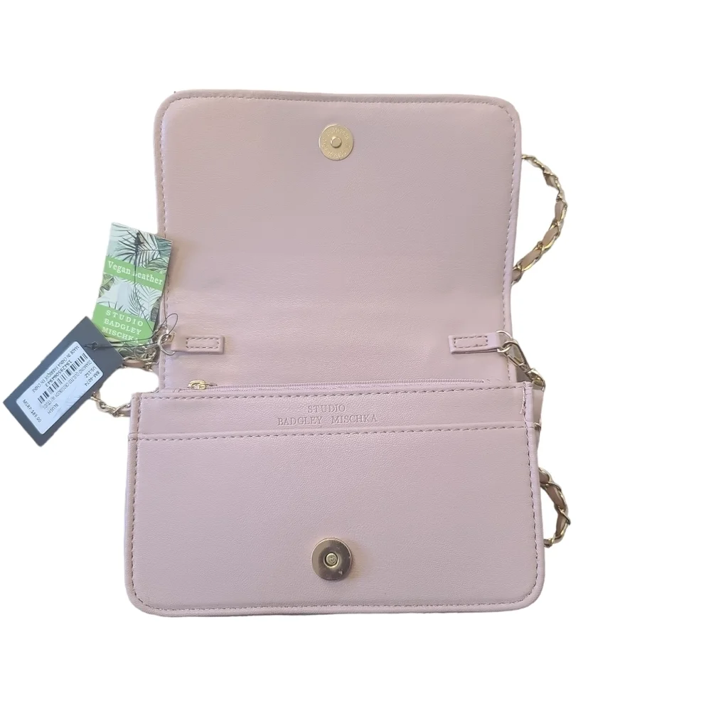 Badgley Mischka Diamond Quilted Blush Crossbody Bag Women's NWT - Picture 8 of 10